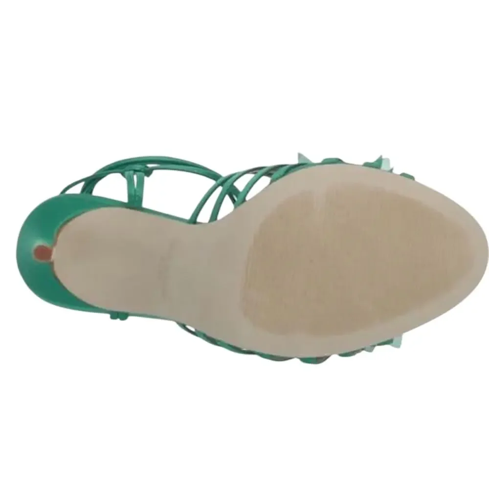 Steve Madden Women's Jolisa Heeled Green Lace-up  Satin Sandals Size 6